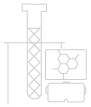 Outline of test tube and molecules. 